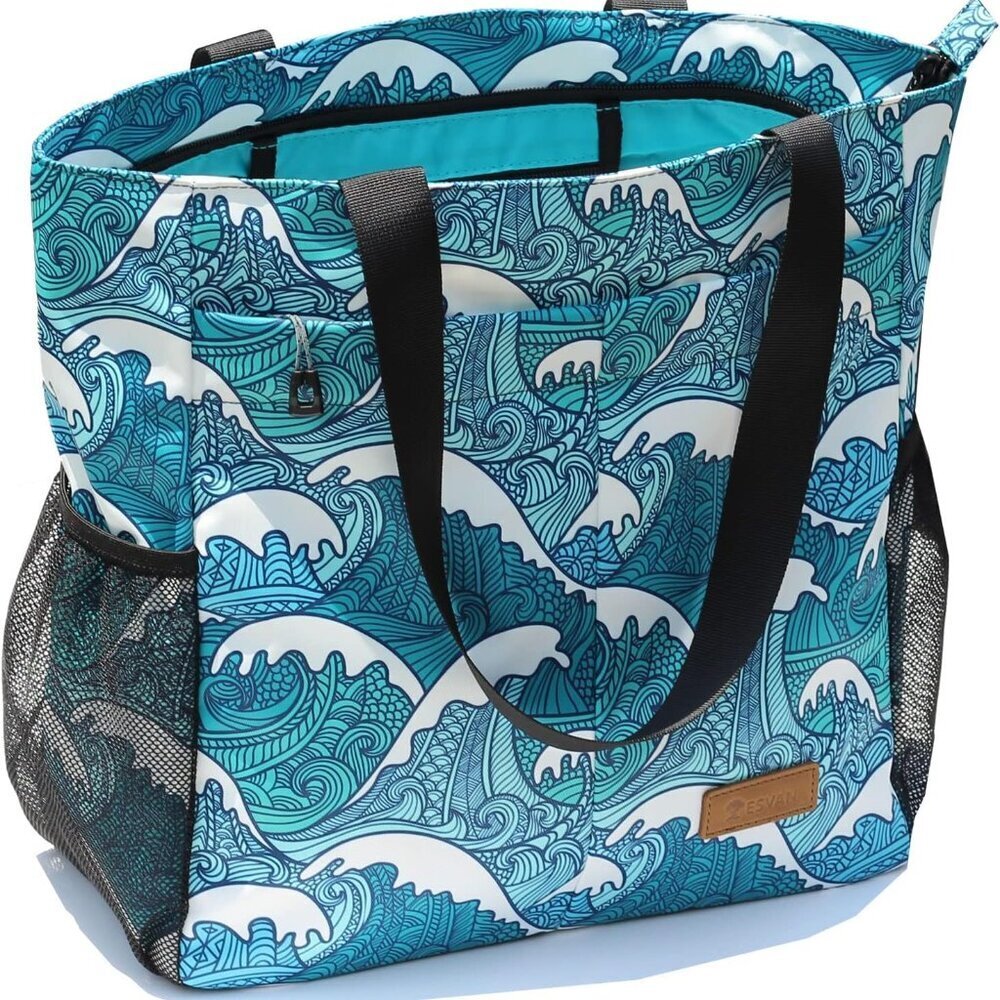 Original Floral Tote Bag Large Shoulder Bag with Multi Pockets for Gym Travel Be